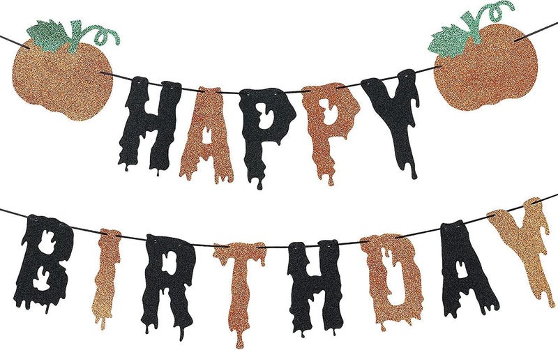 Halloween Pumpkin Happy Birthday Banner - Perfect For Thanksgiving And Autumn Th Carousel 1
