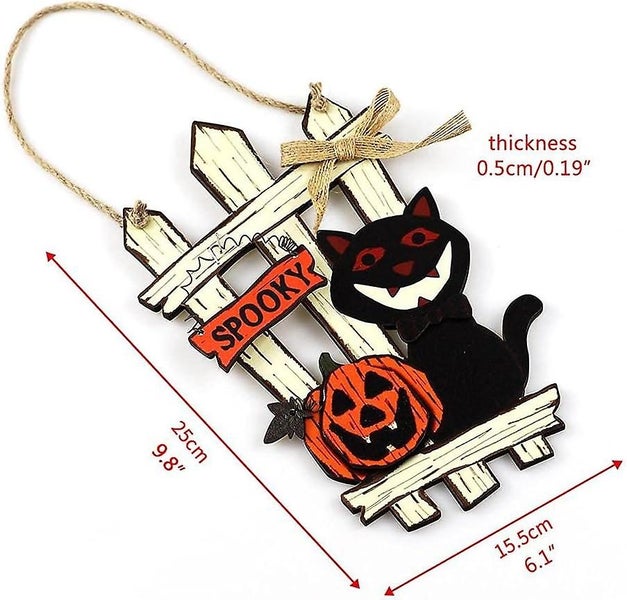 Happy Halloween Hanging Sign, Halloween Welcome Sign Pumpkin Wreath Door Hanging Carousel 2
