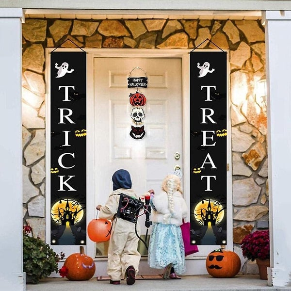 Happy Halloween Hanging Sign, Halloween Welcome Sign Pumpkin Wreath Door Hanging Carousel 5