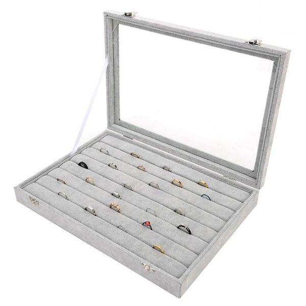 Jewelry Box With Clear Lid - Ring Holder Jewelry Storage System Carousel 5