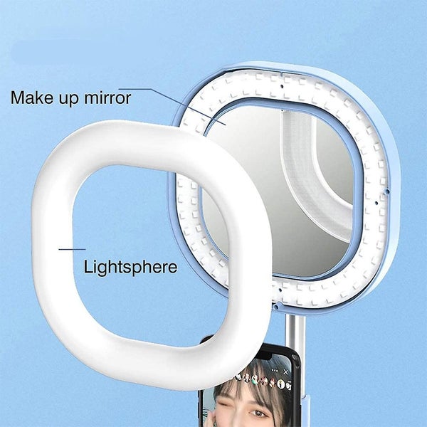 Led Ring Light Foldable Fill Light With Mirror Mobile Phone Holder, 3 Color Mode Carousel 4