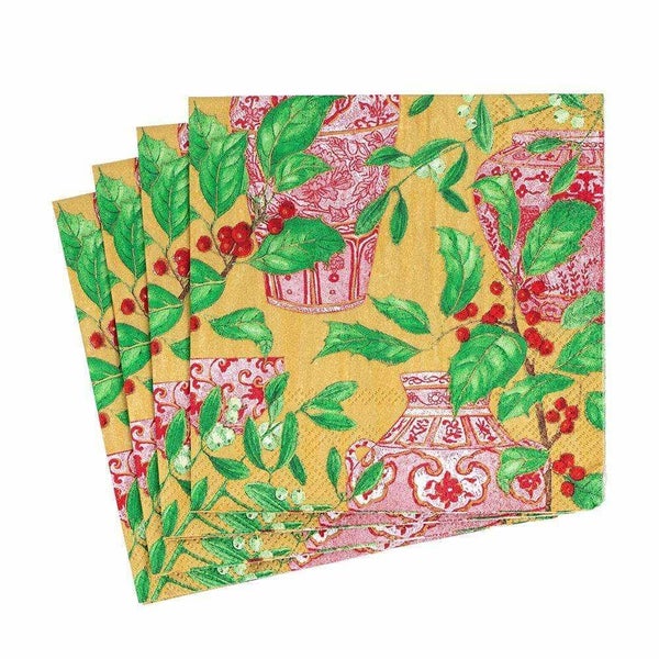 Caspari Holly and Porcelain Paper Luncheon Napkins 20 Pce Carousel 1