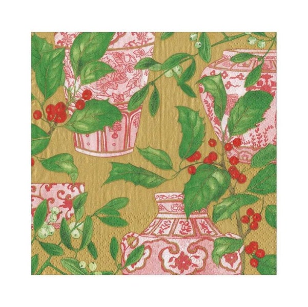 Caspari Holly and Porcelain Paper Luncheon Napkins 20 Pce Carousel 2