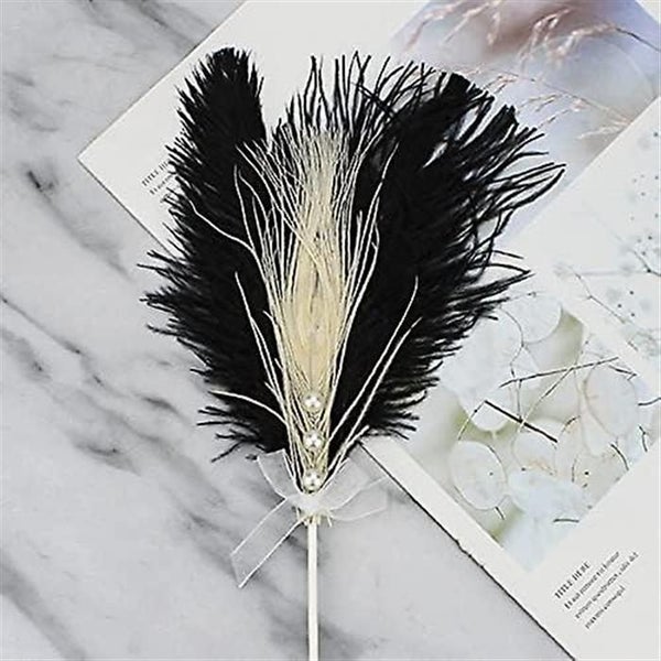 2 Pcs Feather Cake Topper Picks Cupcake Toppers Pearl Peacock Feather Birthday C Carousel 5