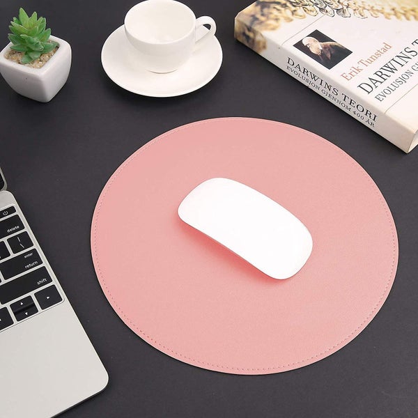 Mouse Pad, Double-sided Mouse Pads Small Round Pu Leather Mouse Mat With Stitche Carousel 5