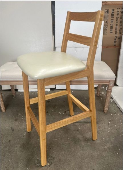 Latifah Wooden Bar Stool SH71cm - PU Ivory White *40% OFF Carousel 2