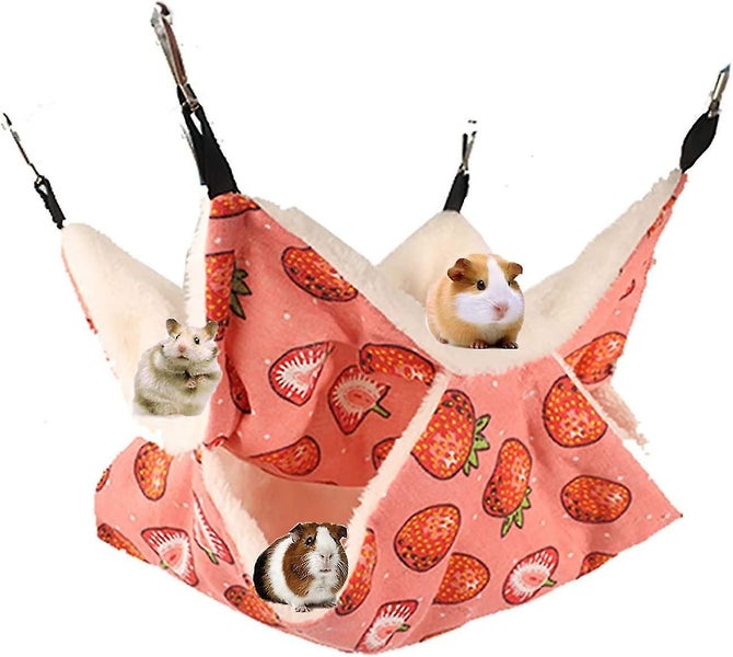 Small Animal Hammock, Warm Double Layer Hanging Hammock Bed, Chinchilla Ferret H Carousel 1