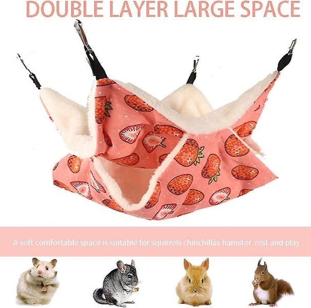 Small Animal Hammock, Warm Double Layer Hanging Hammock Bed, Chinchilla Ferret H Carousel 2