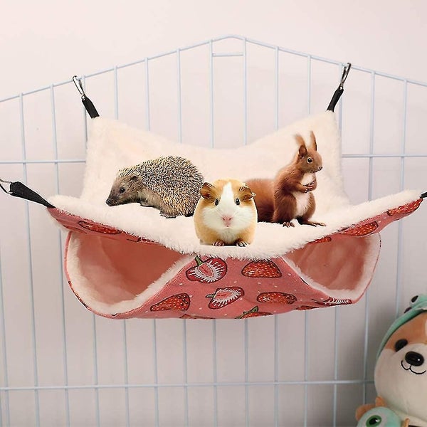 Small Animal Hammock, Warm Double Layer Hanging Hammock Bed, Chinchilla Ferret H Carousel 5