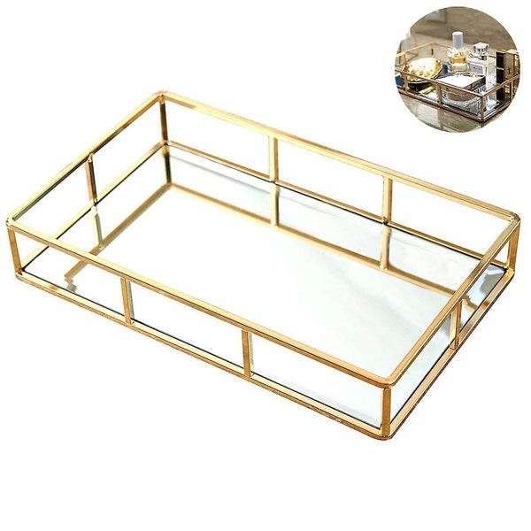 Tray Mirror, Gold Mirror Tray Perfume Tray Mirror Vanity Tray Dresser Tray Ornat Carousel 1