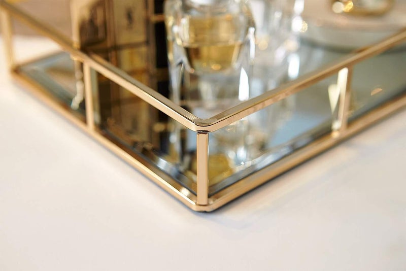 Tray Mirror, Gold Mirror Tray Perfume Tray Mirror Vanity Tray Dresser Tray Ornat Carousel 5