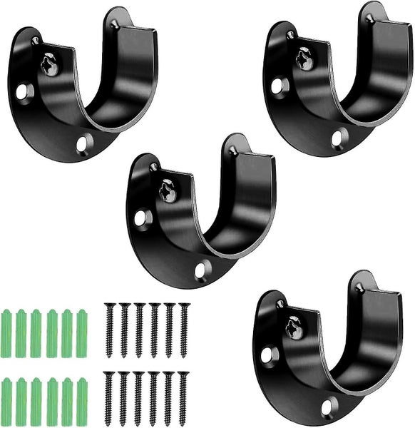 Stainless Steel Curtain Rod Support - Wardrobe Pillar Wall Rail Holder - Set of Carousel 1