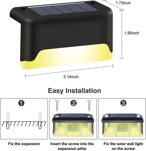 Solar Deck Lights 4 Pack Outdoor Solar Step Lights Warm White For Steps,fence,de Carousel 2