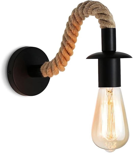 Vintage Hemp Rope Wall Sconce Industrial Wall Sconce Ideal For Loft Hallway Bedr Carousel 1