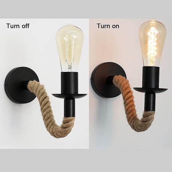 Vintage Hemp Rope Wall Sconce Industrial Wall Sconce Ideal For Loft Hallway Bedr Carousel 5