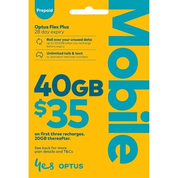 Australia mobile Optus network $35 starter SIM pack 35GB data & unlimited cal... Carousel 1