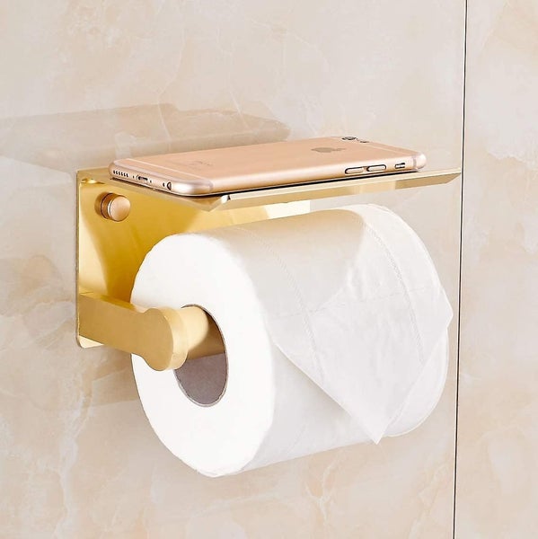 Toilet Paper Holder, Wall Mounted Toilet Paper Holder With Storage Shelf,self-ad Carousel 5