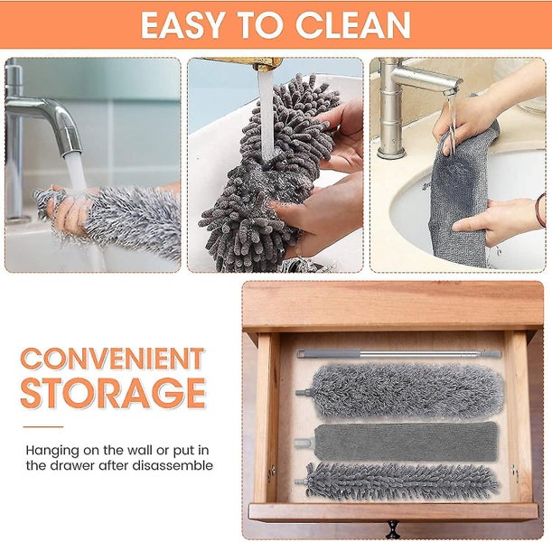 Telescopic Dust Duster, Foldable With And Soft Silicone Cap, Washable Car Duster Carousel 5