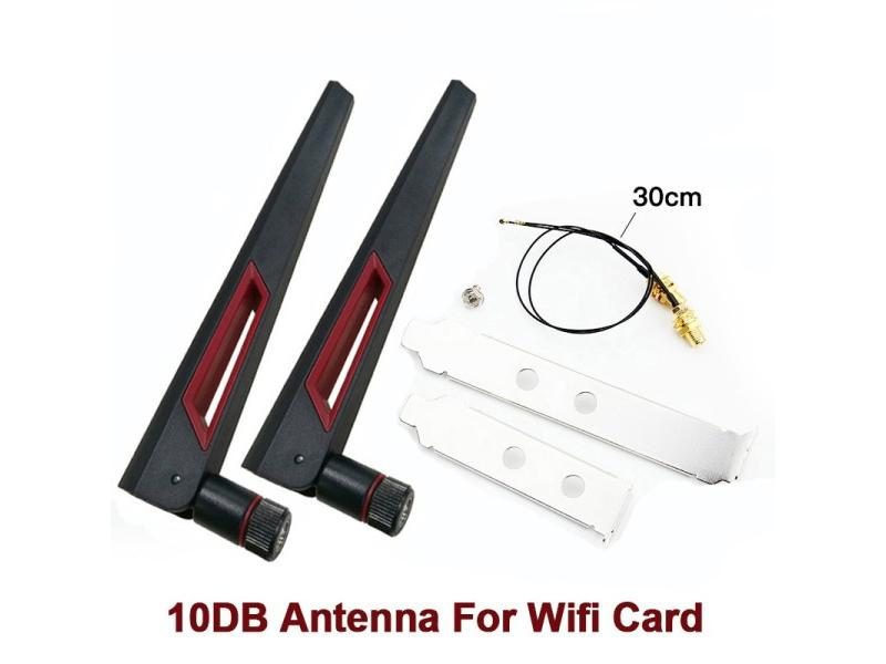 2PCS 6/10 DBi RP-SMA Antenna Set With IPEX MHF4 Cable For M.2 Wifi Card Intel Carousel 1