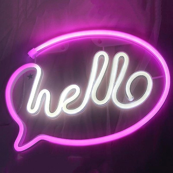 Led Lights Hello Shape Holiday Party Decoration Bedroom Night Neon Lights Indoor Carousel 2