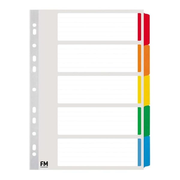 FM Indices A4 5 Tab Coloured Reinforced Cardboard Carousel 1
