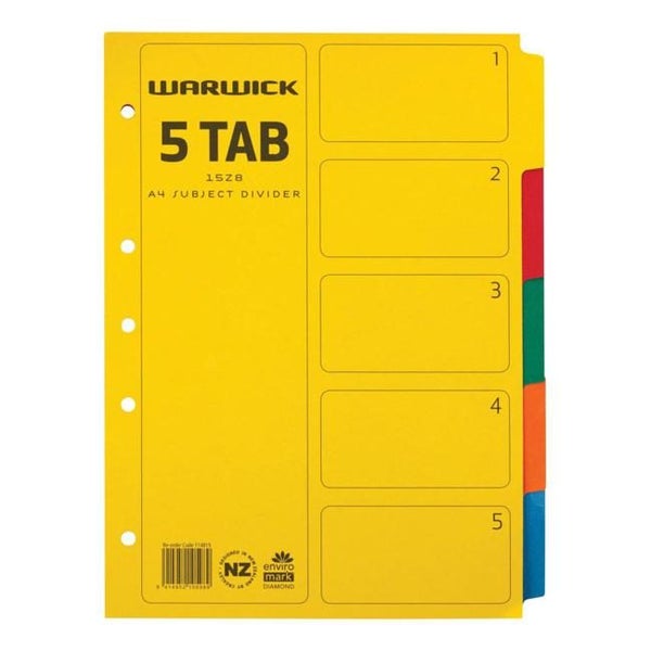 Warwick Divider 15z8 A4 5 Tab Coloured Carousel 1