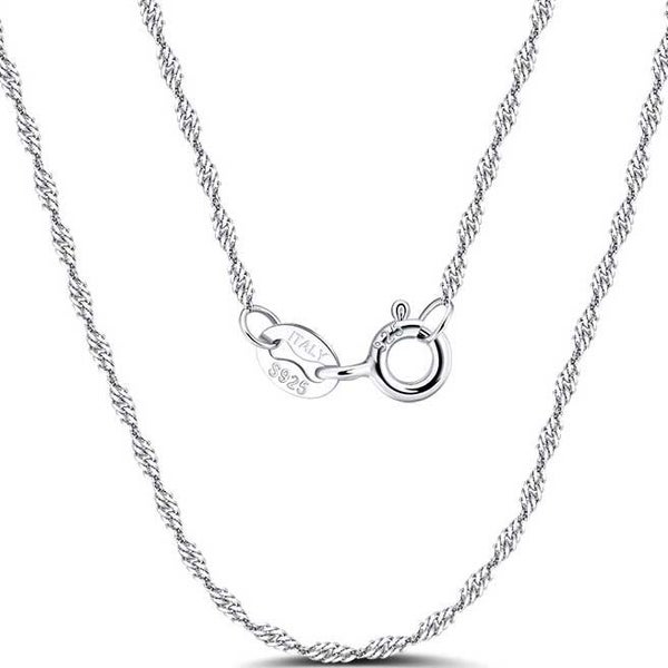 925 Sterling Silver Curb Rope Chain "Singapore" (1.2mm wide) Carousel 1