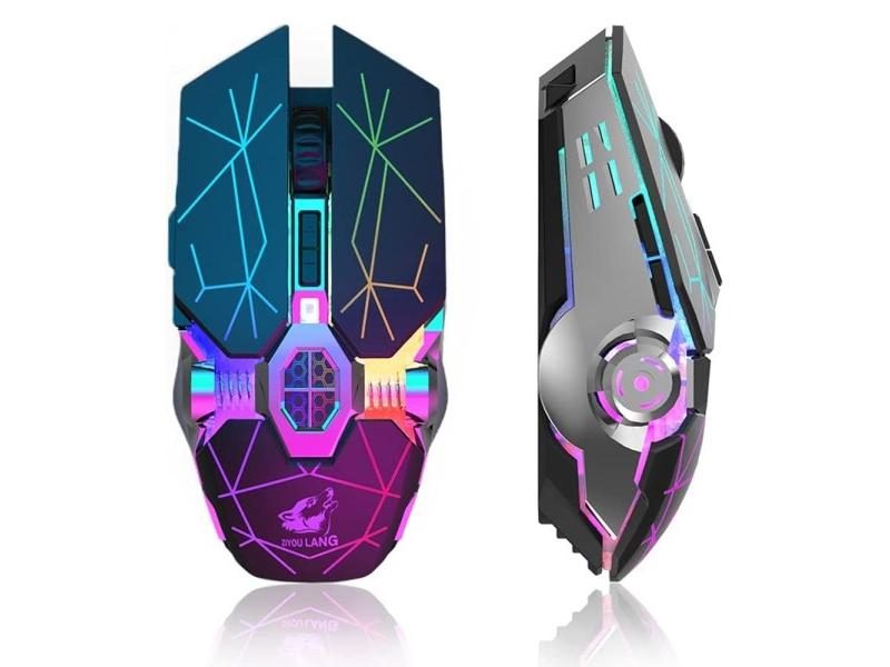 Wireless Gaming Mouse Rechargeable RGB Lights Adjustable DPI Quiet Click Auto Carousel 1