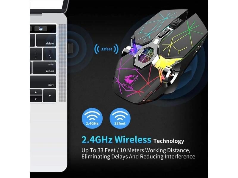 Wireless Gaming Mouse Rechargeable RGB DPI Adjustable Quiet Click Auto Sleep Carousel 1