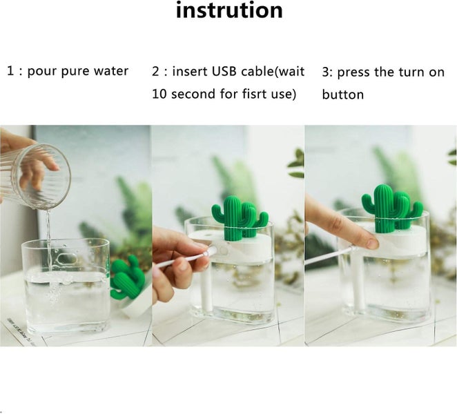 Premium Cactus Humidifier With Cool Mist Vaporizer - 160ml Water Tank, Automatic Carousel 2