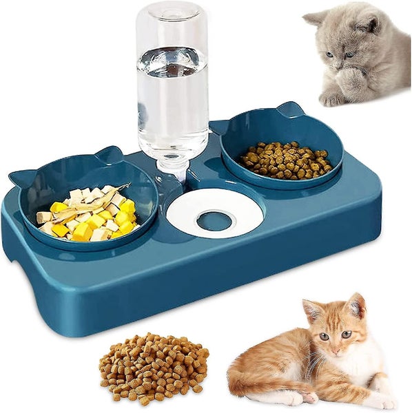 Elevated Double Cat And Dog Bowl, 3 In 1 Automatic Pet Food And Water Dispenser, Carousel 1