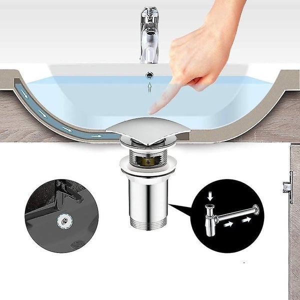Chrome Pop Up Valve - Overflow Basin Drain Valve, Basin Pop Up Sink, Chrome Basi Carousel 5