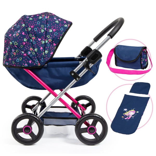 Bayer Cosy Dolls Pram - Navy Mermaid Carousel 1