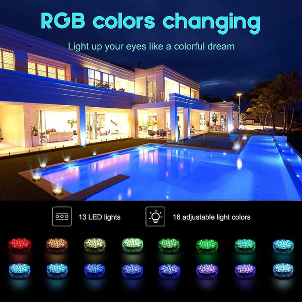 Submersible Led Light, 4 Pack Waterproof Led Lights With Remote Control Rgb Colo Carousel 2