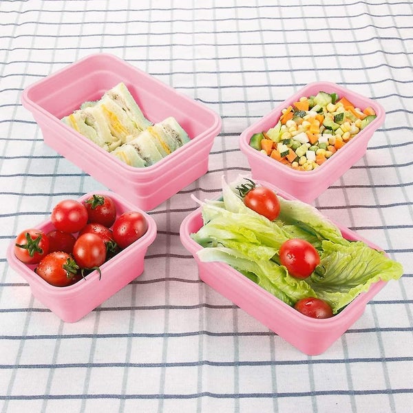 4pcs Silicone Collapsible Containers Collapsible Food Storage Containers Silicon Carousel 5