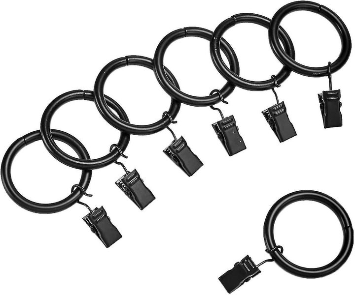 Curtain Rod Clip Rings - Set of 20 Black Rings for 1 Rods Carousel 1