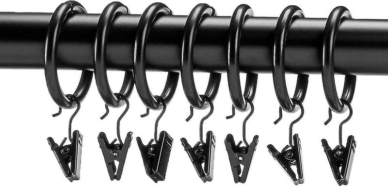 Curtain Rod Clip Rings - Set of 20 Black Rings for 1 Rods Carousel 2