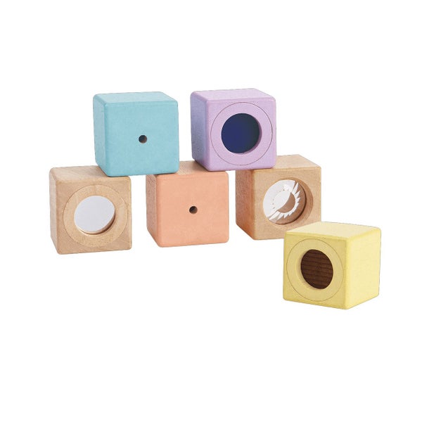 Plan Toys Baby Sensory Wooden Blocks - Set of 6 Carousel 1