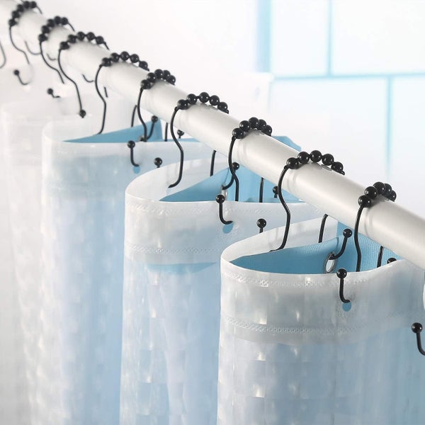 Shower Curtain Hooks, 12 Pcs Shower Curtain Rings, Stainless Steel Roller Rust-r Carousel 2