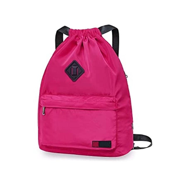Water-Resistant Drawstring Backpack with Shoe Pocket - Nylon Gym Bag for Sports, Carousel 2