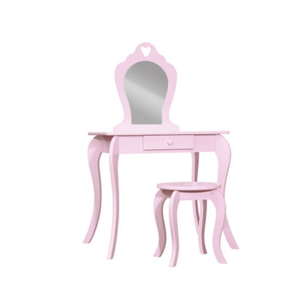 Pink Kids Vanity Dressing Table Stool Set Mirror Makeup Carousel 1