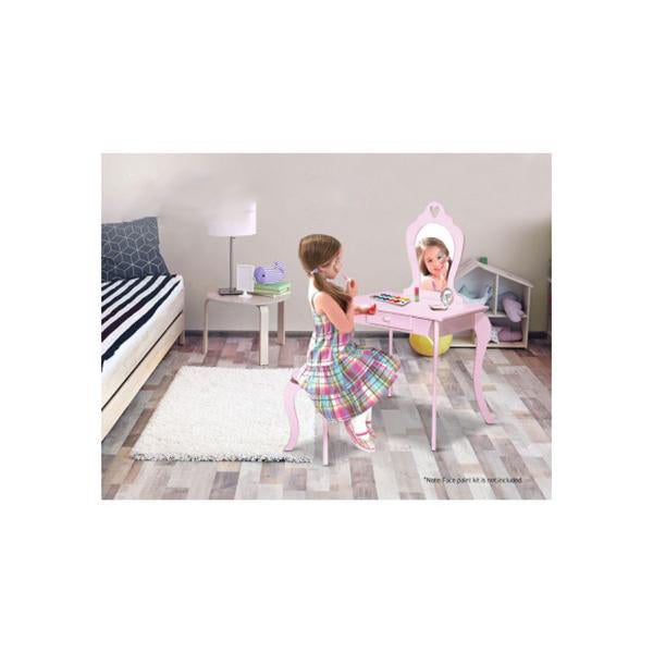 Pink Kids Vanity Dressing Table Stool Set Mirror Makeup Carousel 5