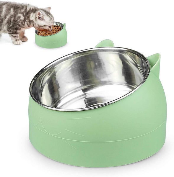 Cat Bowl, Pet Food Bowl, Tilted Stainless Steel Cat Bowl, Small Dog Bowl, Stainl Carousel 1