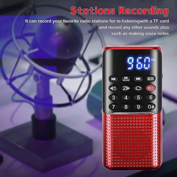 Portable Mini Speaker with FM Radio and MP3 Player - Red Carousel 2
