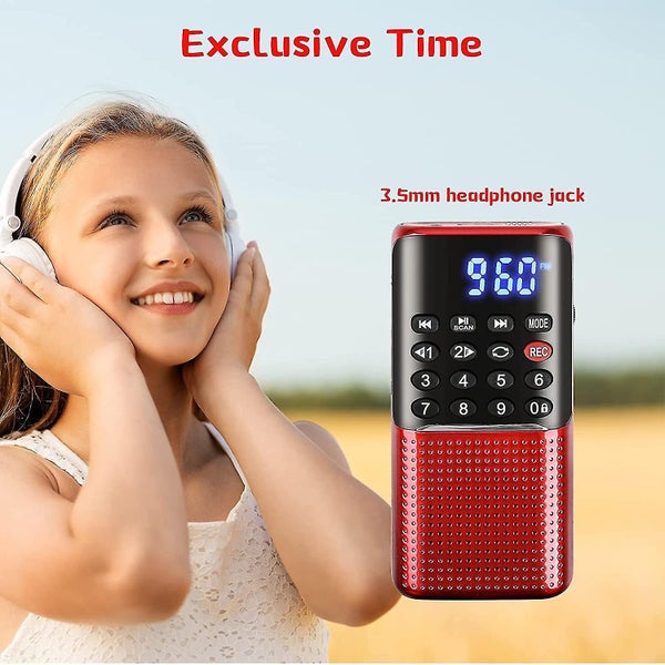 Portable Mini Speaker with FM Radio and MP3 Player - Red Carousel 5