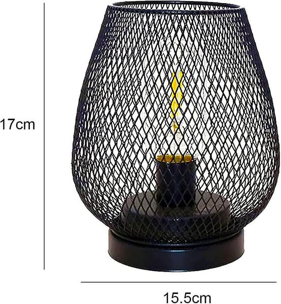 2 Metal Cage Table Lamps - Battery Powered Cordless Accent Light with LED Edison Carousel 2