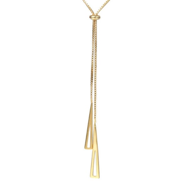 Gold lariat style modern necklace "Milan" Carousel 1