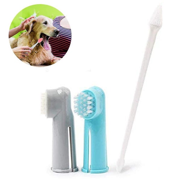 Dog Toothbrush Pack 1 Long Handled Dual Headed Toothbrush + 2 Dog Finger Toothbr Carousel 2