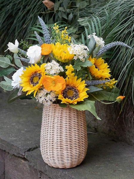 Handwoven Rattan Flower Vase, Small Wicker Tabletop Vase For Living Room Decorat Carousel 5