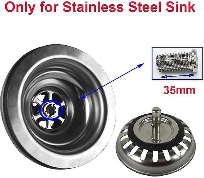 Sink Drain Without Overflow - Stainless Steel Basket (114mm, 1 inch) Carousel 2
